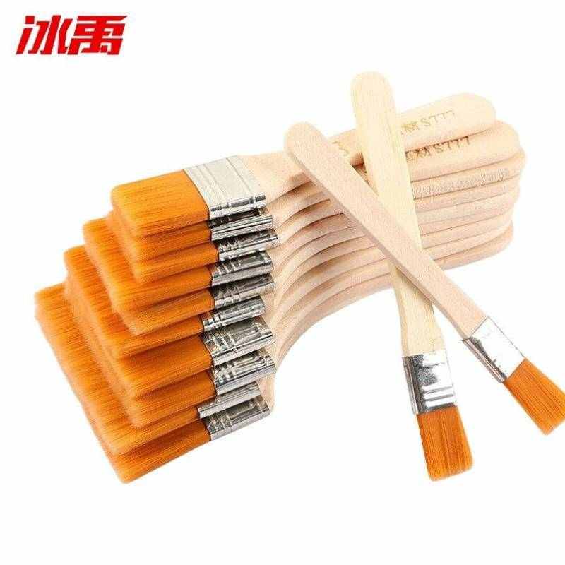 冰禹rl-195尼龙毛板刷12件套装绘画刷油画油漆木柄毛刷画笔刷油