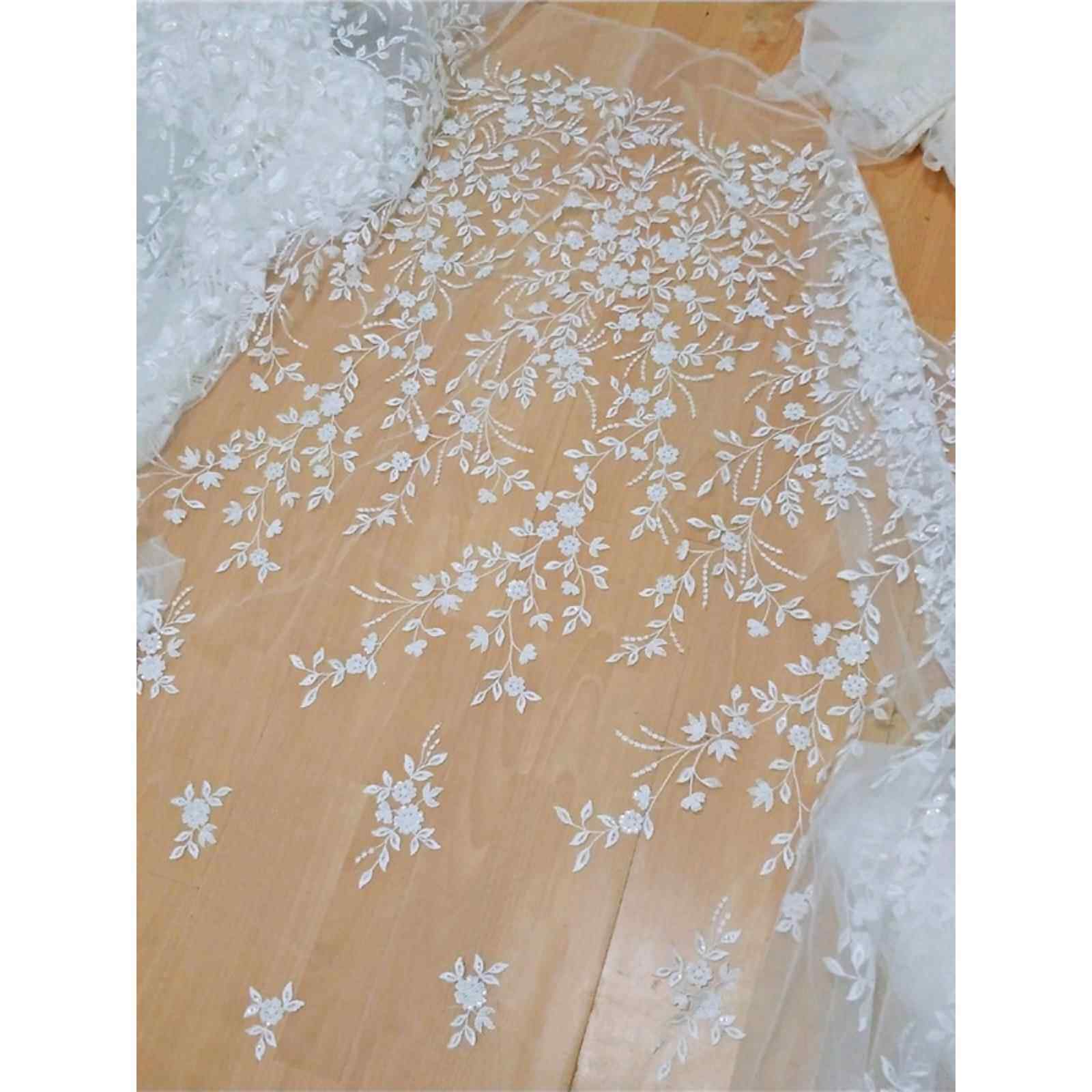 大减价新软网绣花亮片蕾丝面料覆古婚纱窗帘汉代DIY配件