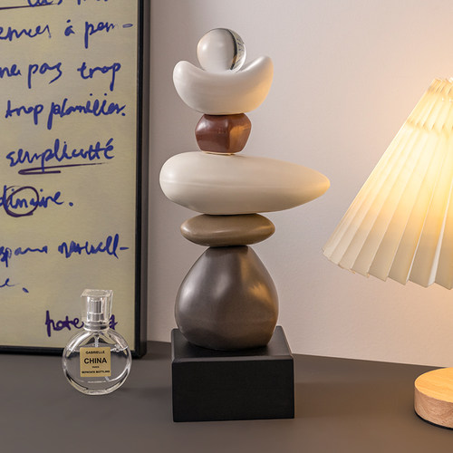 高级感石来运转书房客厅桌面摆件玄关酒柜电视柜办公室装饰品礼品