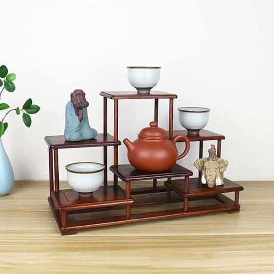 红木实木红酸枝茶具架茶道配件收纳展示架茶壶茶杯茶宠摆件博古架