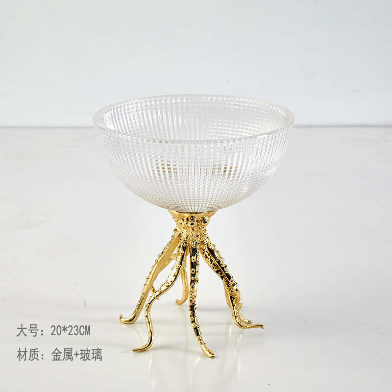 ktv茶几简约水果盘餐桌感玻璃奢轻现代高级高脚自助餐欧式装饰