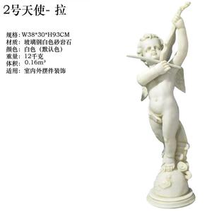 欧式树脂砂岩小天使雕塑摆件丘比特男孩音乐小天使花园公园雕塑