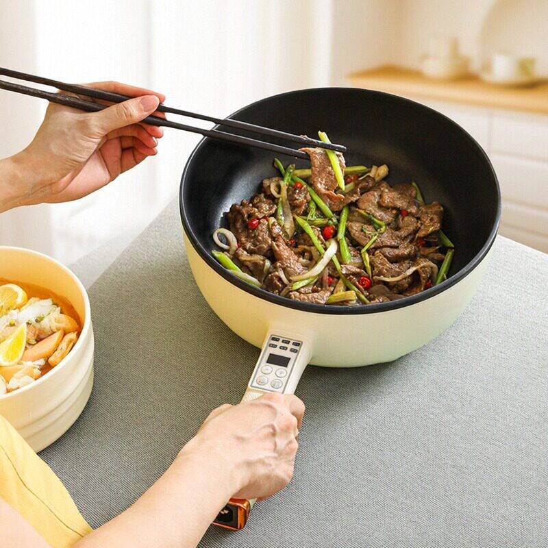 电炒菜炒锅家用多功能蒸煮煎炒一体式宿舍煮饭锅大容量爆炒电炒锅