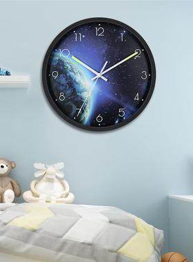 2101B智声控能夜光挂钟客厅家用轻奢音石L英钟静创意ED发光挂墙钟