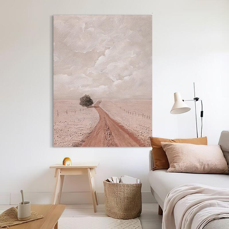 风景手绘油画一路生花抽象餐厅背景肌理轻奢玄关民宿挂画纯手绘