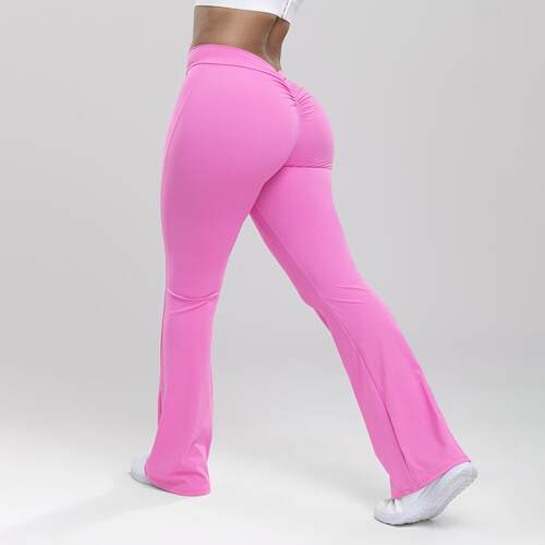 Arsoxy Women Waist Flare Pants Color Stretch Seamless Drying