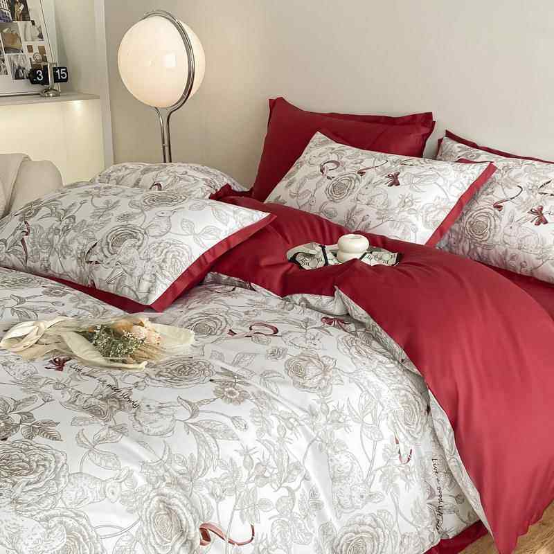 100支长绒棉纯棉床上四件套全棉数码印花被套轻奢高级感床品