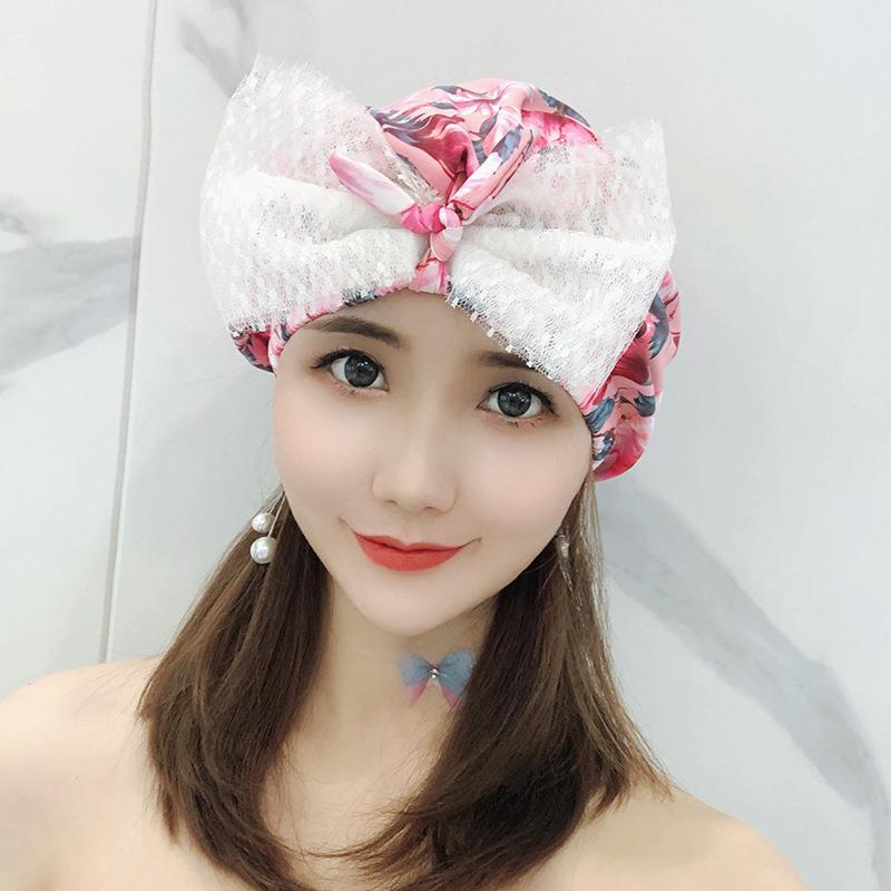 新款直销蝴蝶结泳帽女显脸小不勒头泡温泉游泳帽 时尚多色长发帽