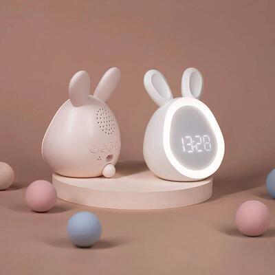 Kids Cute Rabbit Alarm Clock With Night Light Stepless Dimmi