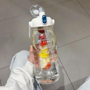 2000ml大容量水杯带刻度茶水分离吨吨桶女生食品级独立茶仓耐高温