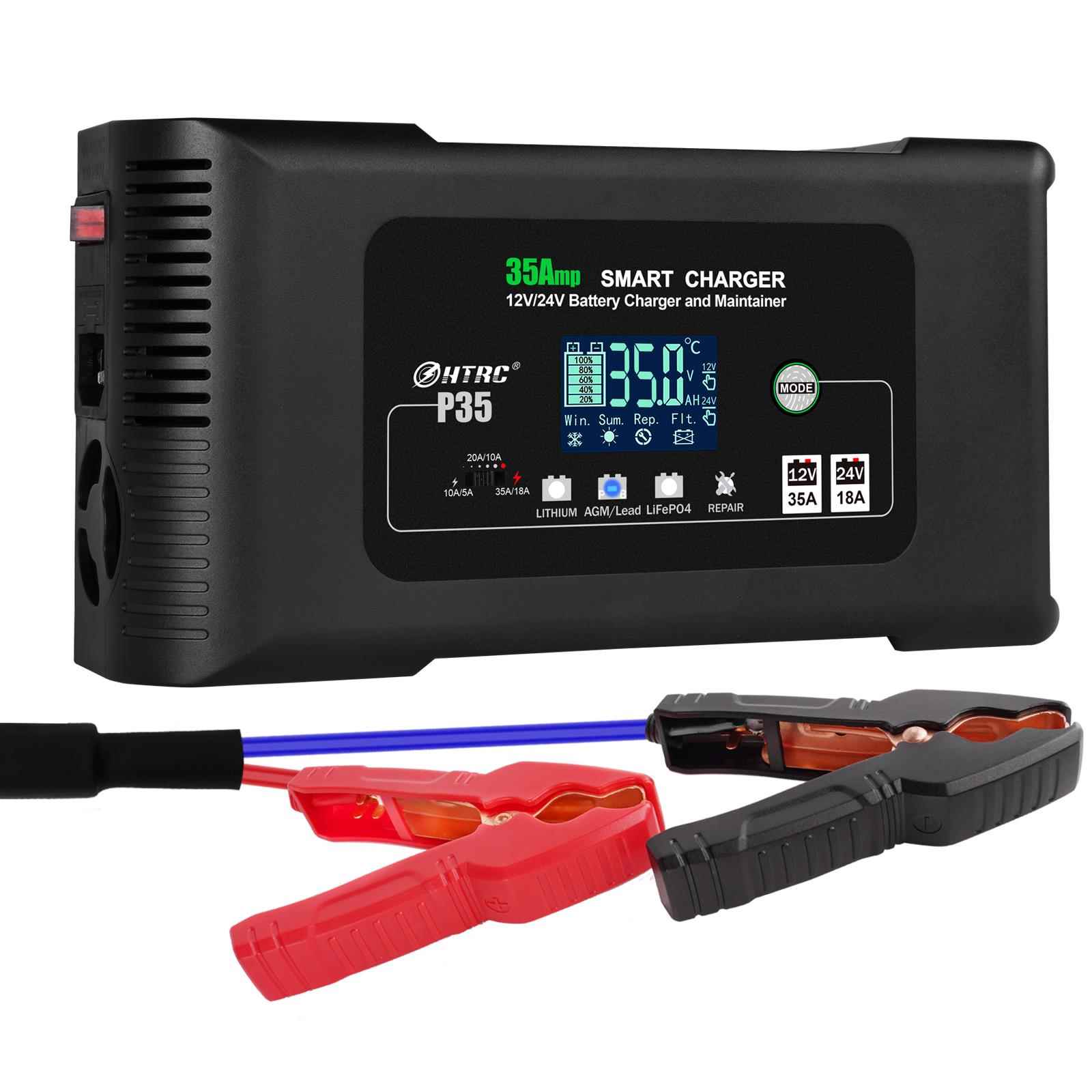 汽车摩托车电瓶充电器P35 12V 24v 35A铅酸蓄电池AGM智能修复充