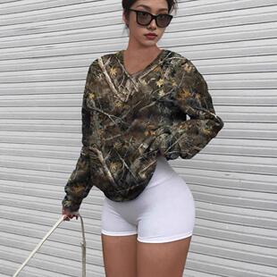 Women's Casual Fitted Round Neck Long Sleeve Sweatshirt