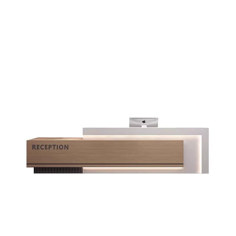 公司前台酒店大堂接待柜台会所简约现代烤漆吧台售楼部收银台图片