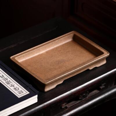 紫砂花盆魏振家烧木无孔修覆烧景观假山石水池低桥盆景花盆案