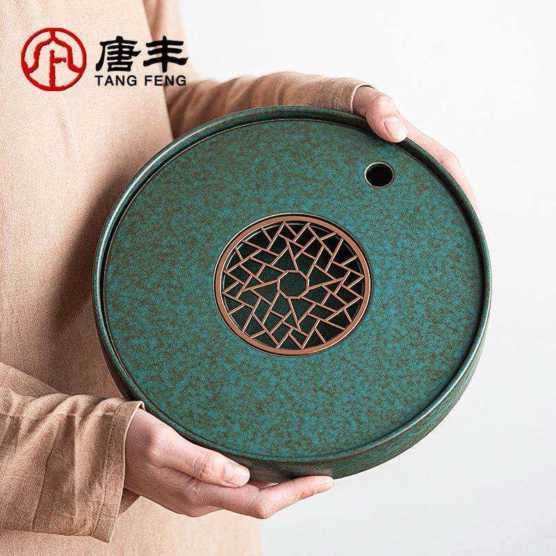 唐奢丰瓷干茶泡台圆DQW形干泡盘小型家用轻现代茶具茶台蓄陶水干