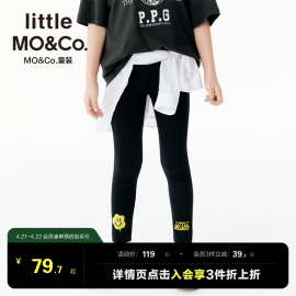 littlemoco童装女童春秋装，打底裤外穿儿童小脚，裤长裤黑色裤子