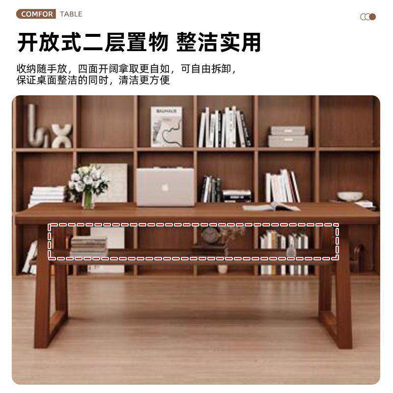 加厚实木桌子客厅书桌学习桌双层餐桌家庭新款电脑桌会议桌茶桌