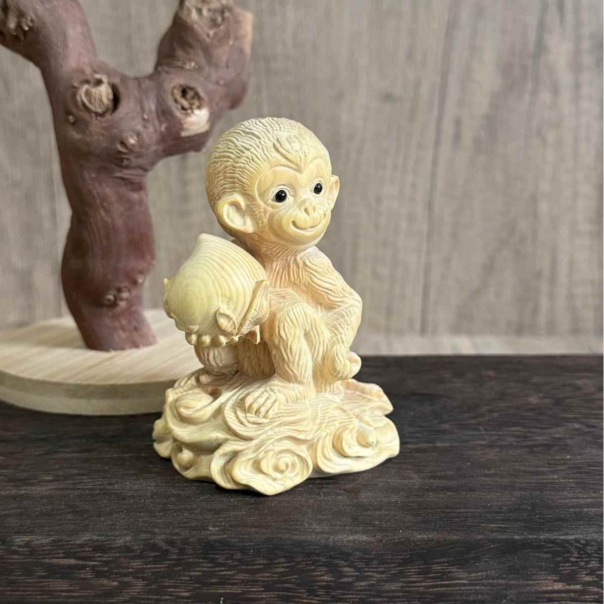 刻黄杨木手工雕摆创意纳生肖猴家居装饰木质工艺品YM6件随身把玩