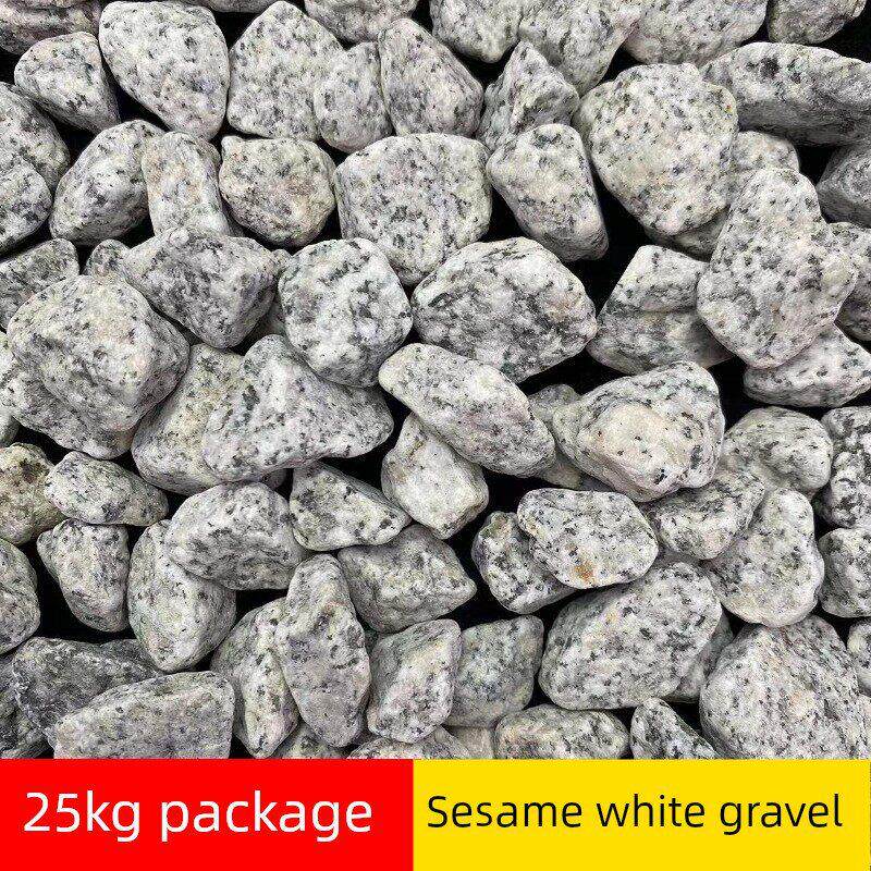 25kg黑色和白色斑点芝麻灰色鹅卵石花岗岩黑色砾石芝麻白色砾石干