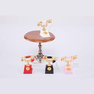 合金家居工艺品饰品电话柜摆设娃娃屋欧式复古怀旧迷你电话机模型