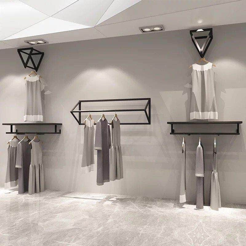 服装店展示架墙衣架铁墙挂童装简易衣架女装店侧挂简易衣架