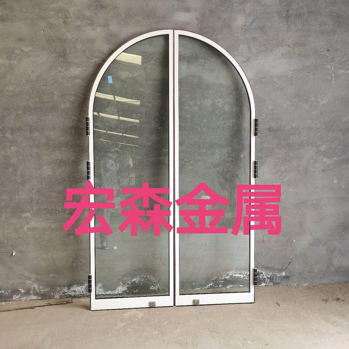 新款铝合金拱形中轴360旋转门服装店商铺玻璃地弹簧肯德基门