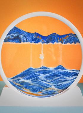 创意3D流沙画动态立体沙漏解压艺术玻璃液体摆件客厅装饰送礼物