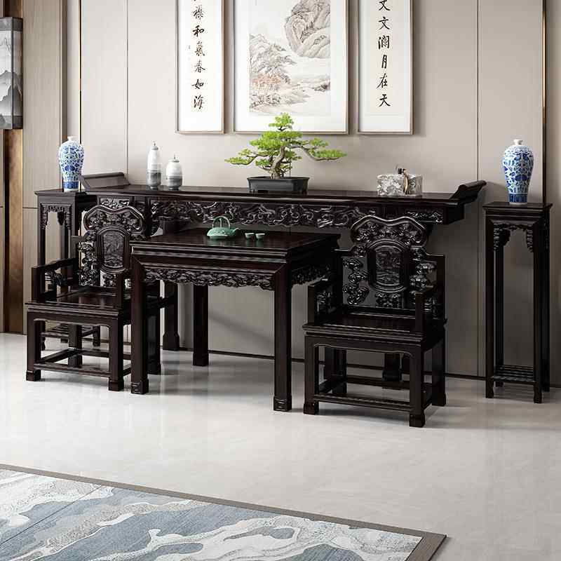 实木中堂六件套条案农村八仙桌家用长条桌供桌客厅财神桌案台条台
