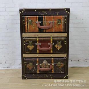 欧简约彩绘玄关柜式 柜395复古做旧卧室现代收纳多功能物储柜子