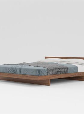 北美黑胡桃木日式原木次卧双人矮床全实木床橡木榻榻米北欧