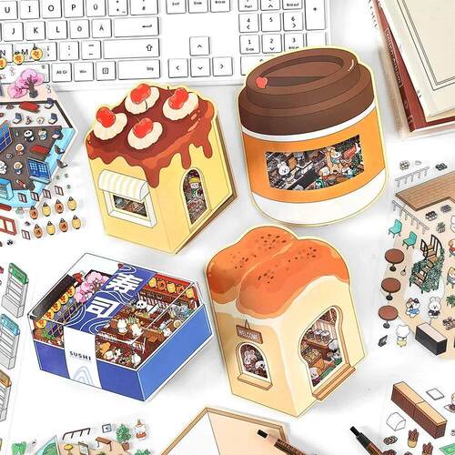 Cartoon DIY Double Layer Miniature Scene Sticker 3D Landscap