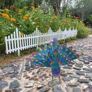 爆款现货铁艺开屏孔雀雕像摆件园林庭院装饰艺术户外摆件动物