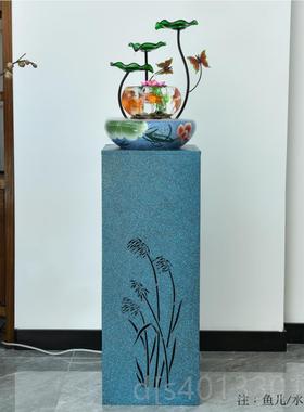 高档面小型金环鱼桌缸玻璃创迷意循流水喷泉摆件客厅加湿器招财现