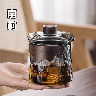 玻璃盖碗茶杯家用大号防烫三才泡茶碗带盖子单个手抓壶功夫茶具套