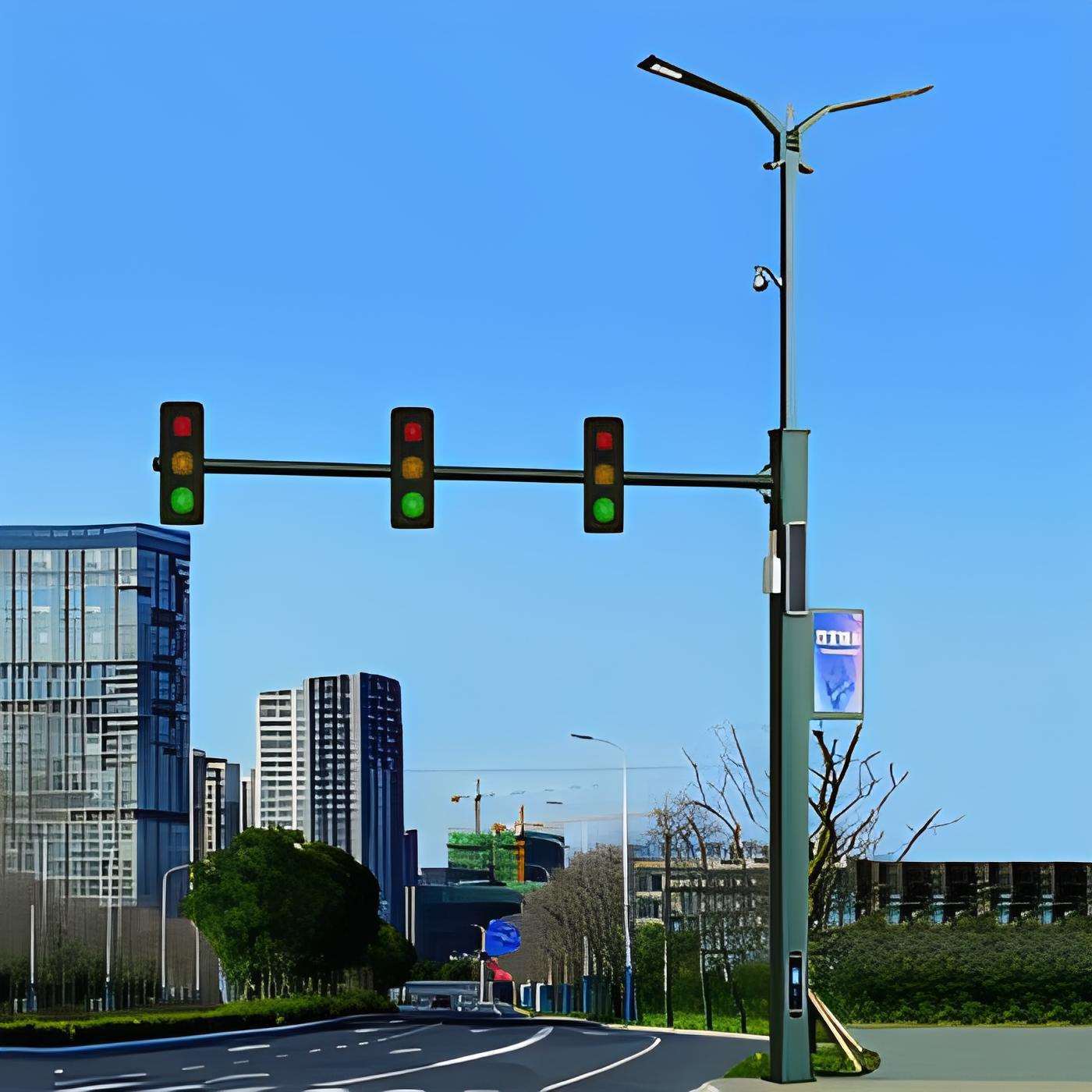 厂家交通信号灯道路方形杆市政款框架式信号灯杆红绿灯工程智能图片