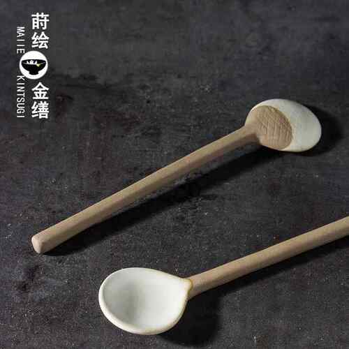 创意复古咖啡勺子汤匙陶瓷长柄咖啡勺创意粗陶搅拌勺陶瓷咖啡勺
