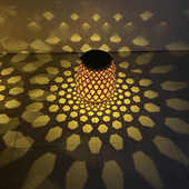 太阳能竹编吊笼灯镂空户外庭院灯挂灯防水氛围装 饰灯 饰景观灯装