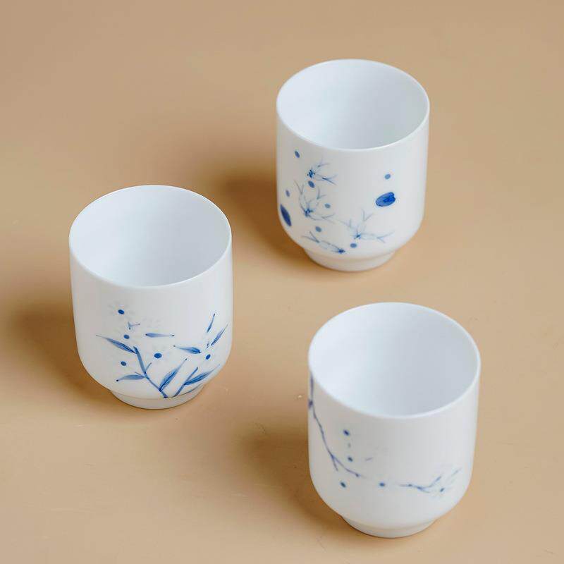 陶瓷高端女士专用茶盏手绘家用喝杯品茗杯茶杯个人玲珑陶瓷主人杯