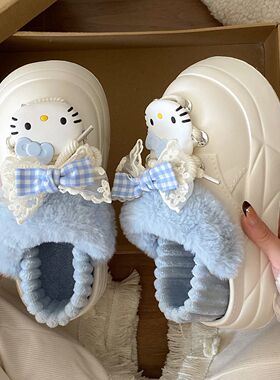 新款拆卸洞洞鞋女秋冬加绒保暖外穿eva厚底甜美百搭减龄棉鞋