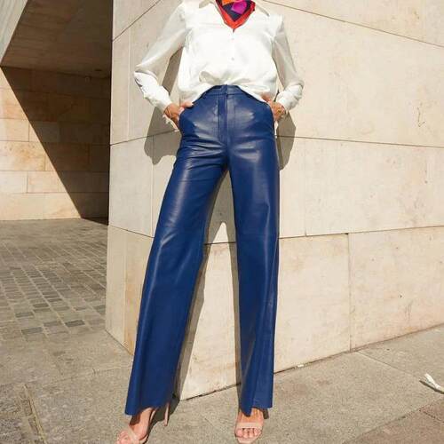 Women's Mid-Rise Barrel Leg Faux Leather Pull-On Pants - A