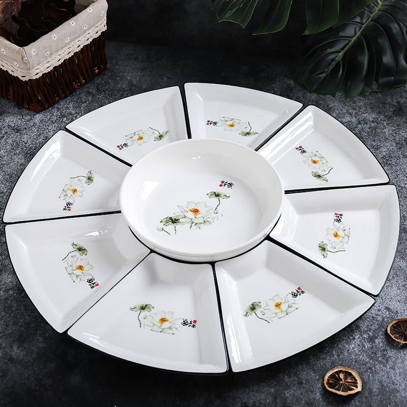 网红套装团圆拼盘餐具组合 团年饭陶瓷菜盘 盘子创意家用餐盘碗碟