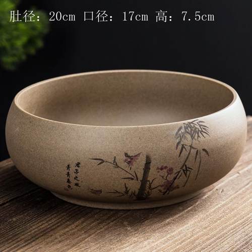 粗陶茶洗大号 陶瓷水洗碗 手绘杯笔洗 水培花盆 功夫茶具茶道