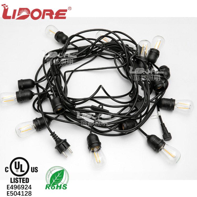 现货S14灯串E26/E27跑马灯LED户外防水露营氛围装饰灯串
