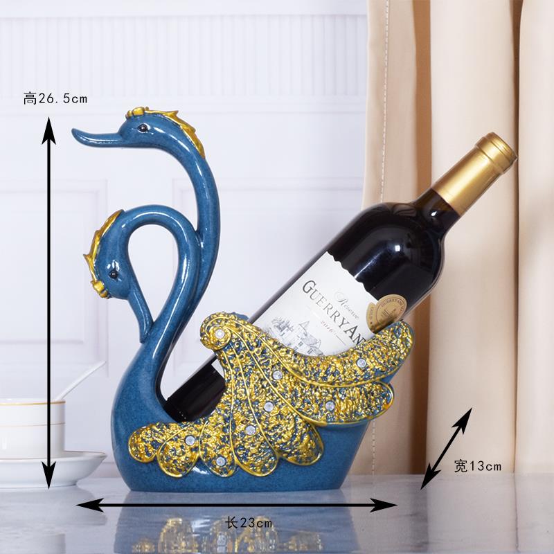高档创意情侣天酒鹅葡萄红架摆件创意欧式礼厅餐桌玄关客酒柜装饰