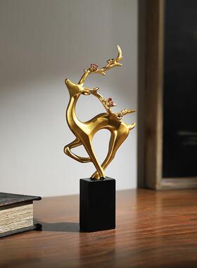 鹿饰品办公室学习家覆古怀旧咖啡馆陈设壁龛书架创意饰品