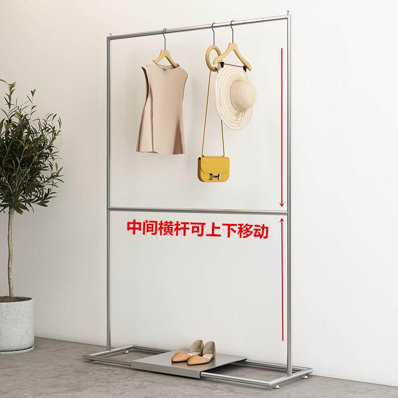 服装展落示架不12锈钢地衣装架陈列店架简约女衣服架子双层货架童