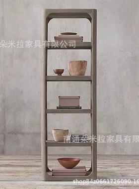 RH美式乡村复古实木书柜现代简约餐边柜美式别墅展示落地书架