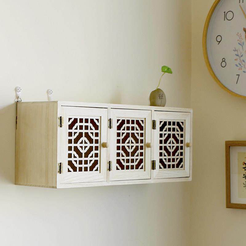 免打孔墙上置物架储物吊柜床头壁挂柜客厅挂墙壁柜壁挂收纳盒实木
