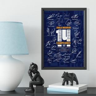 xyt2022年皇马欧冠全家福14冠实木装 饰相框照片墙桌摆挂框摆件酒