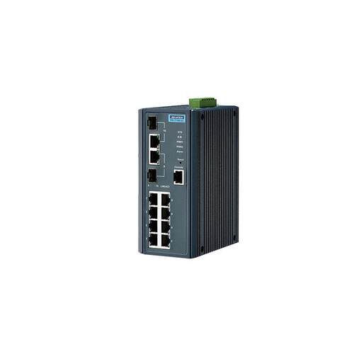 研华8百兆电2千兆光网管型工业以太网交换机EKI-7710G-2C-AE SNMP